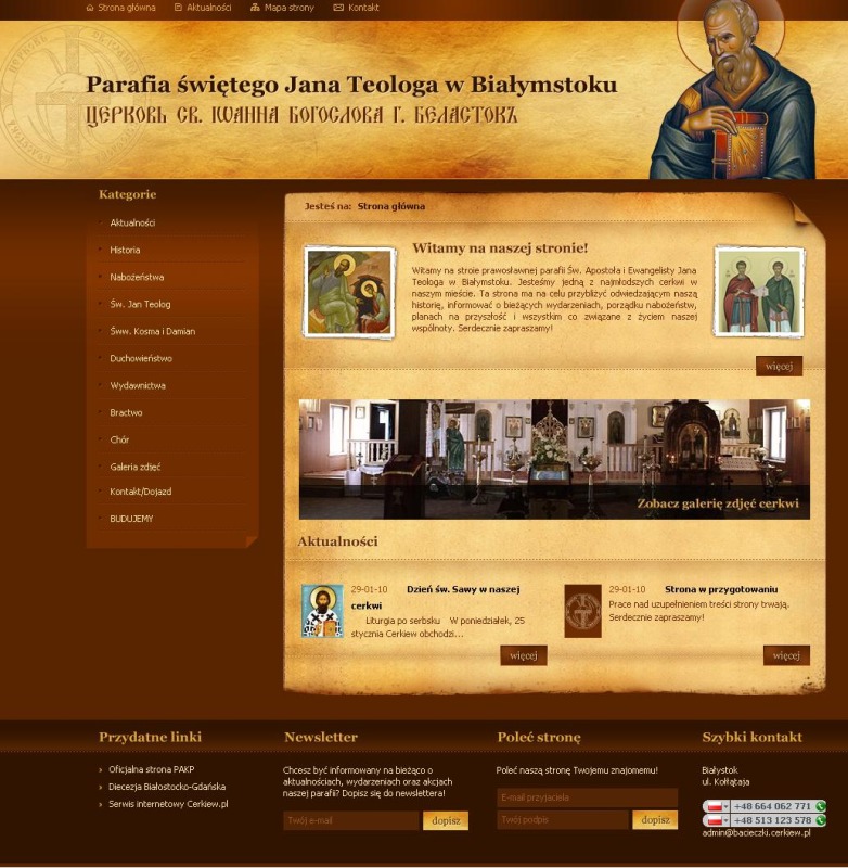 Strona internetowa parafii na Bacieczkach