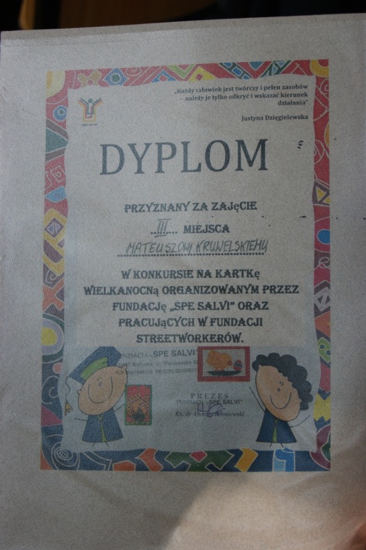 Wyróżnienie w konkursie "Pocztówka wielkanocna"