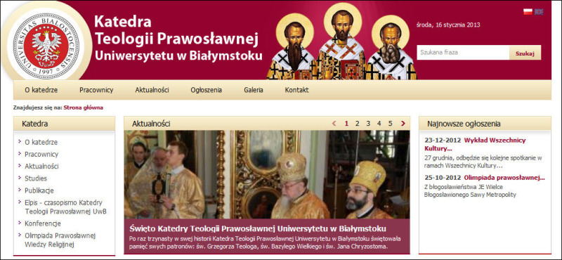 Zmiany w Katedrze Teologii Prawosławnej