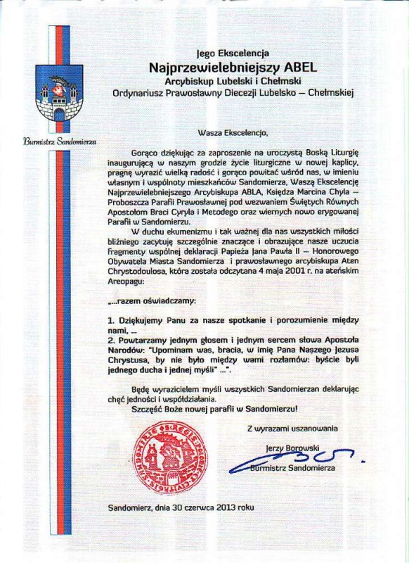 Uroczyste poświęcenie cerkwi śww. Cyryla i Metodego w Sandomierzu