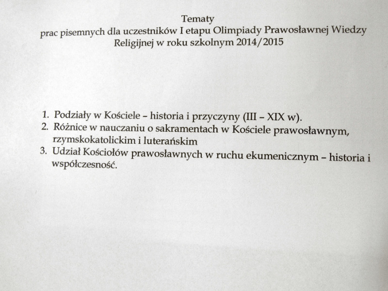 Olimpiada prawosławnej wiedzy religijnej