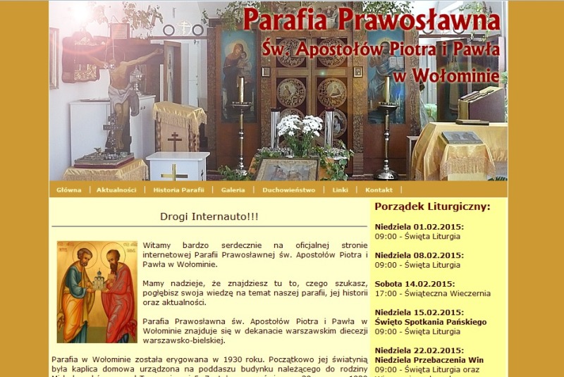 Strona internetowa parafii w Wołominie