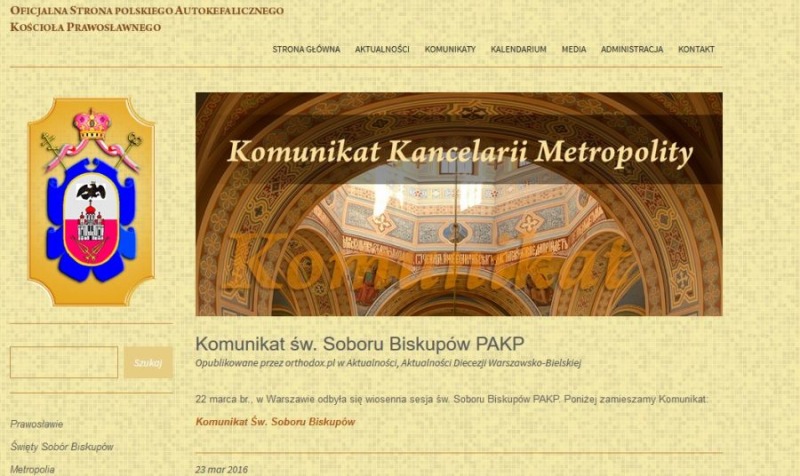 Komunikat Kancelarii Św. Soboru Biskupów PAKP