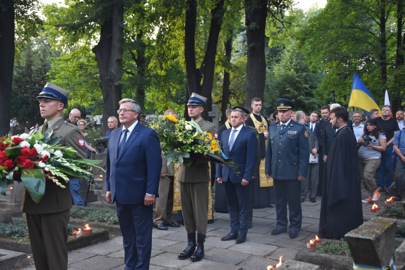 Upamiętnienie ukraińskich żołnierzy na prawosławnym cmentarzu na Woli