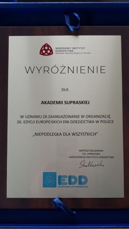 Akademia Supraska na Gali Narodowego Instytutu Dziedzictwa