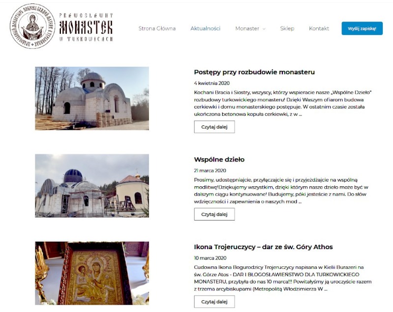 Nowa strona internetowa monasteru w Turkowicach