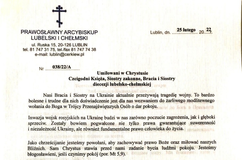 Odezwa arcybiskupa Abla ws Ukrainy
