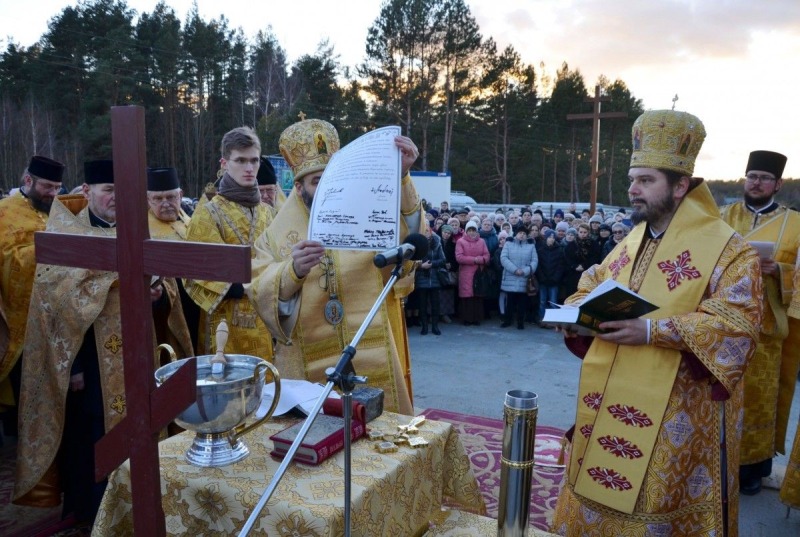 Poświęcenie kamienia węgielnego pod budowę cerkwi w Karakulach