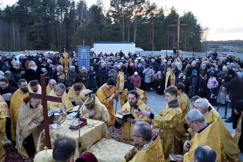 Poświęcenie kamienia węgielnego pod budowę cerkwi w Karakulach